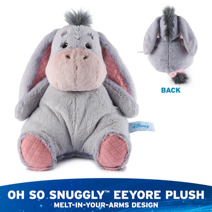 Plush Eeyore toy with front and back views on a white background