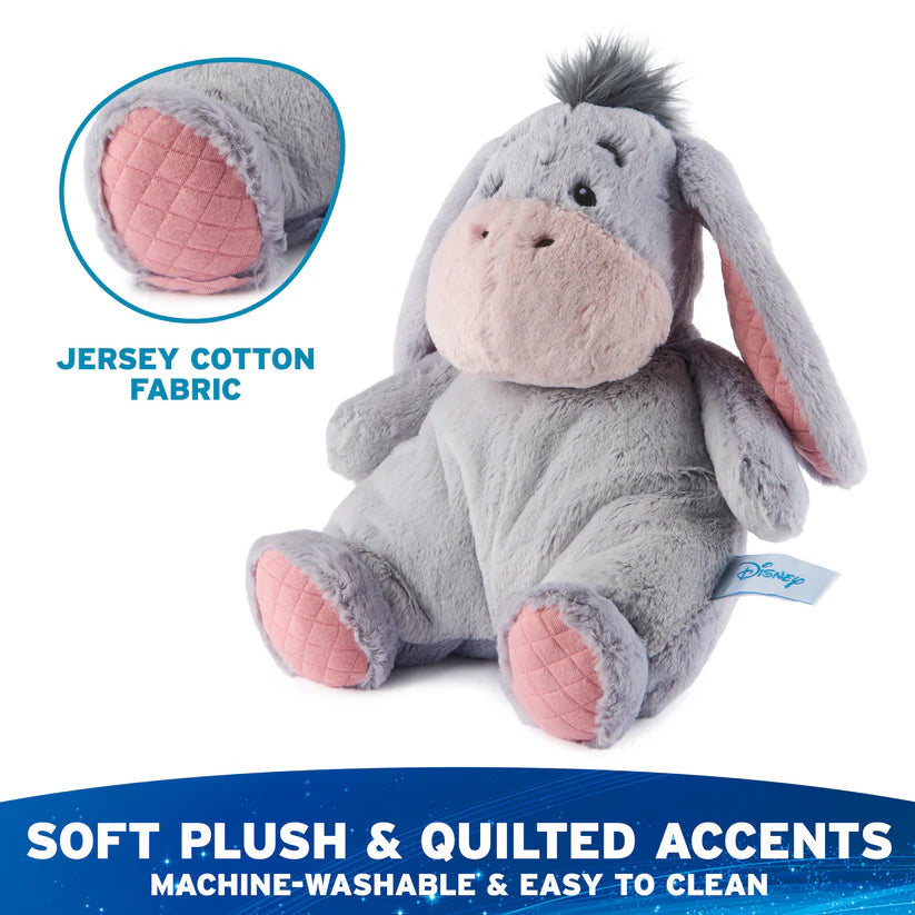 Plush donkey toy with quilted accents on a white background