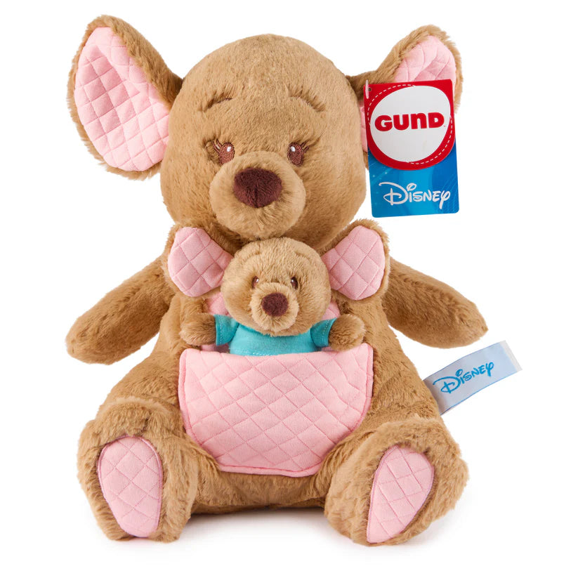 Disney GUND Oh So Snuggly Kanga and Roo 12.5-inch plush, a brown kangaroo with a removable joey in her pouch.