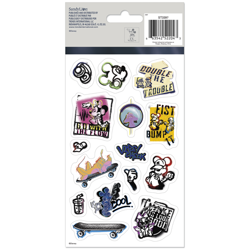 Disney Mickey and Friends Street Collective 4-sheet sticker pack featuring graffiti-style Mickey Mouse art and cool graphics