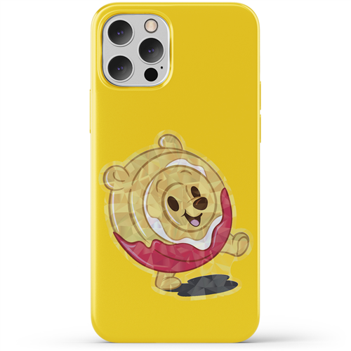Phone case with cartoon character on a yellow background
