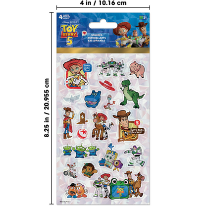 Pack of Toy Story 5 stickers with character illustrations on a white background