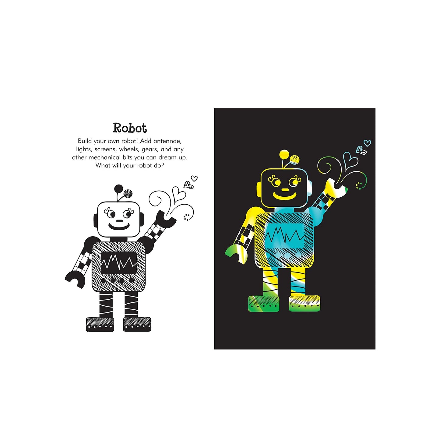 Doodle Mania Scratch and Sketch art activity book featuring a wooden stylus and black scratch-off pages that reveal colorful patterns.