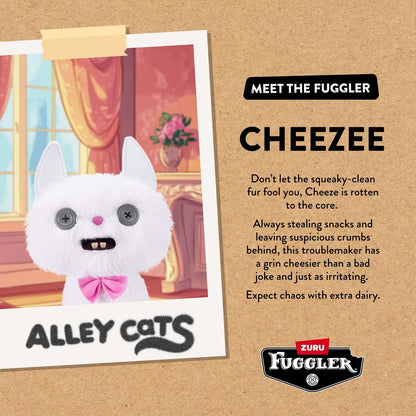 Card with character description for Fuggler Alley Cats Cheeze plush