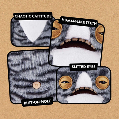 Close up of features for Fuggler Alley Cats Wide Eyed Cat plush