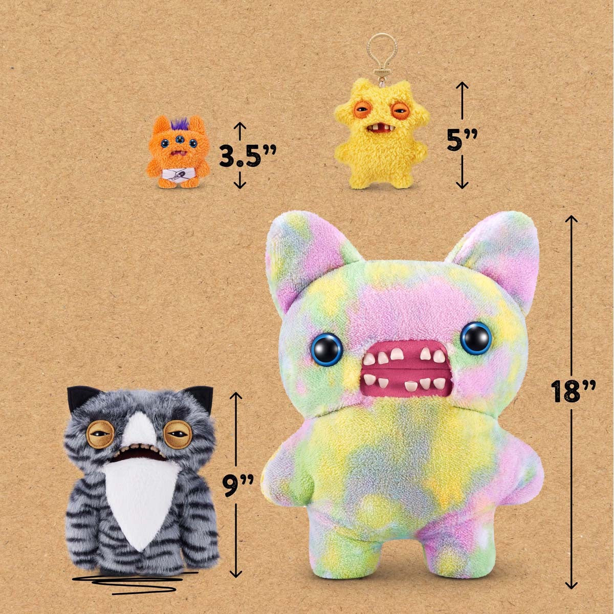 Size comparison for Fuggler Alley Cats Wide Eyed Cat plush