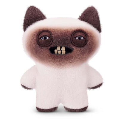 Fuggler Alley Cats Yawper plush, a Siamese cat toy with cream fur, dark brown face, and human-like teeth.
