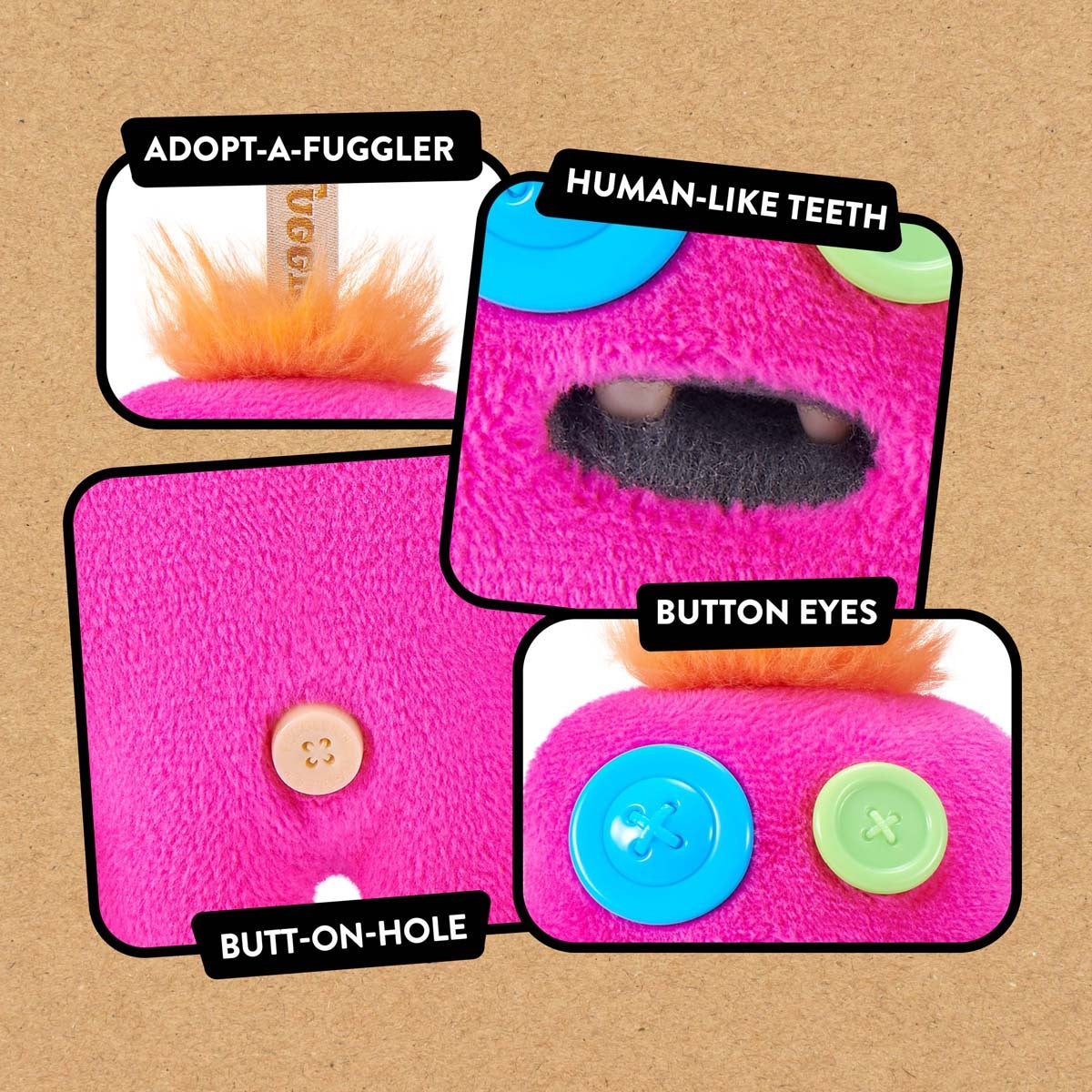 Fuggler Baby Pinkles close up of features