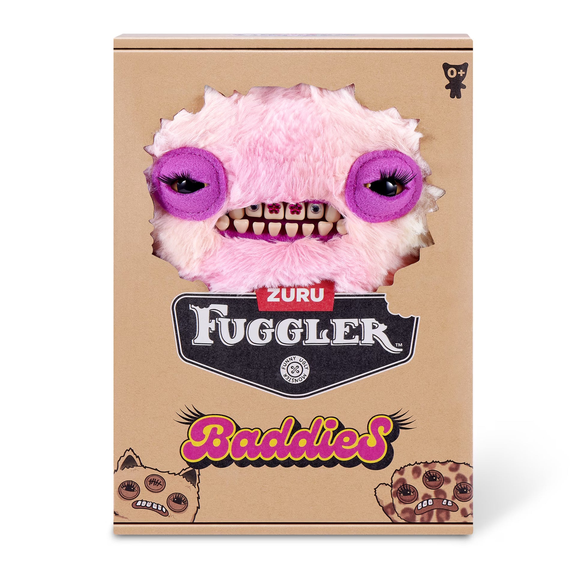 Fuggler Baddies plush toy packaging with pink creature and Zuru branding