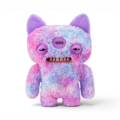 Fuggler Big Fuggs Series 2 Annoyed Alien jumbo 18-inch plush featuring purple fur, long purple hair, three eyes, pointed ears, and human-like teeth.