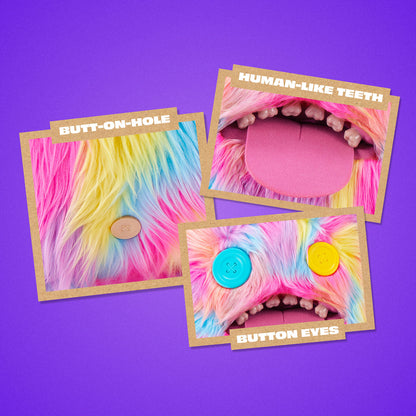 Colorful monster parts on a purple background