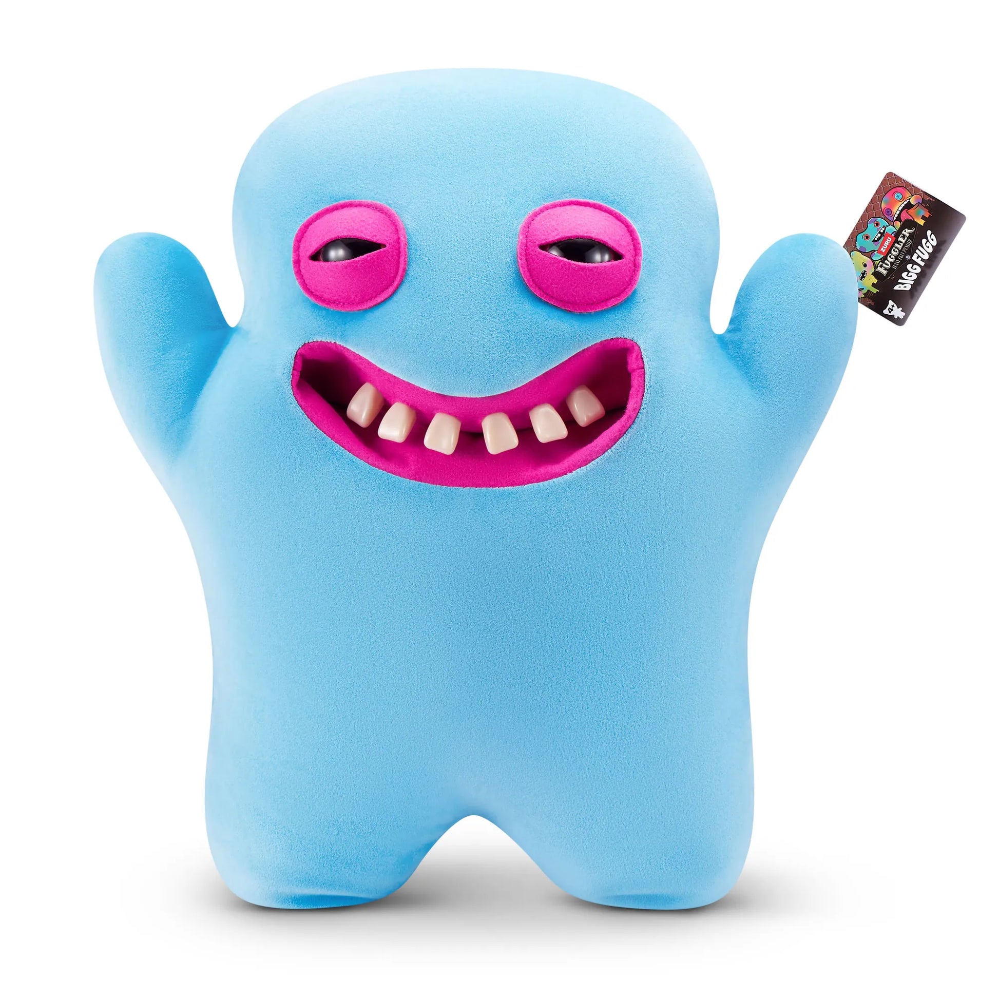 Fuggler Bigg Fugg 18-inch Shameless Goof plush by ZURU, large blue Fuggler with teeth