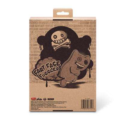 Cardboard packaging with graphic design and text on a white background. Fuggler Fart Face Annoyed Alien Plush by ZURU, Series 1