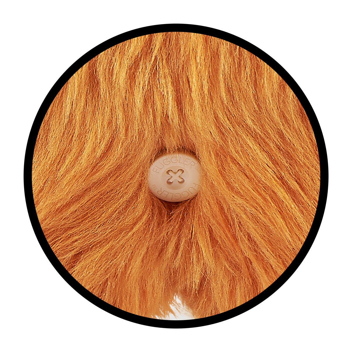 Close-up of a fluffy orange toy with a brand logo on a white background. Fuggler Fart Face Count Underoo Mcgoo Plush by ZURU, Series 1