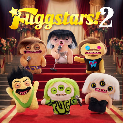 Toy figures on a red carpet with 'Fuggstars! 2' text above.