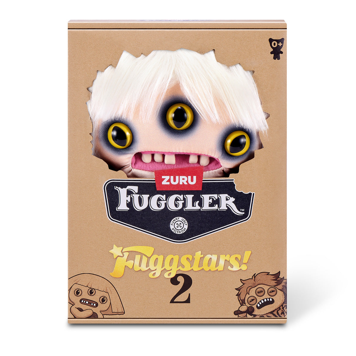 Fuggler Fuggstars Series 2 Lady Fugg plush wearing a black bustier with a platinum blonde bob haircut, three eyes, and human-like teeth.
