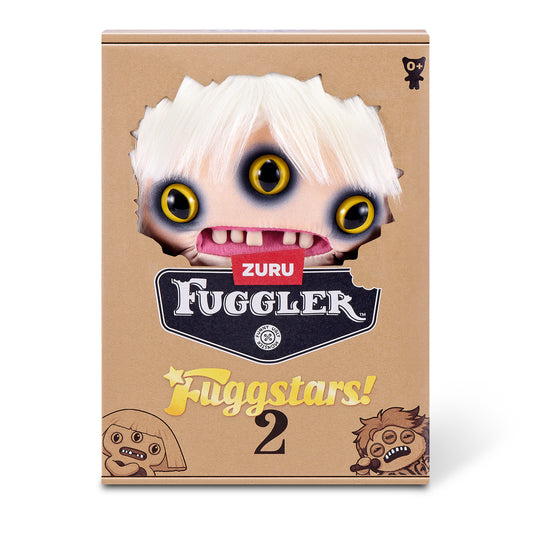 Fuggler Fuggstars Series 2 Lady Fugg plush wearing a black bustier with a platinum blonde bob haircut, three eyes, and human-like teeth.