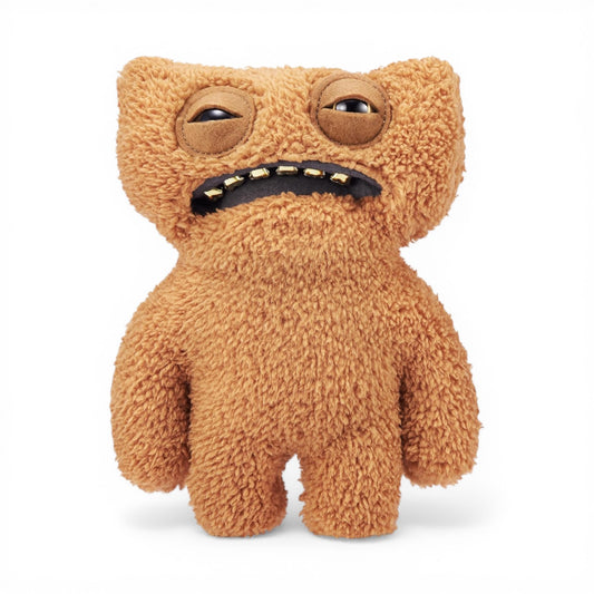 Gnawing Terror Fuggler Gold Fuggs 9-inch plush with shaggy brown fur and metallic gold human-like teeth.