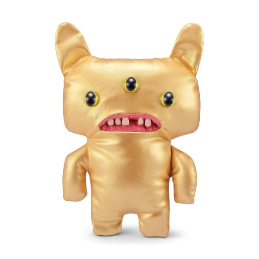 All-over gold pleather Fuggler Gold Fuggs 9-inch plush Reek-O with three wide eyes and human-like teeth.