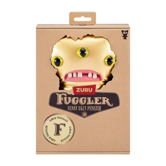 All-over gold pleather Fuggler Gold Fuggs 9-inch plush Reek-O with three wide eyes and human-like teeth.
