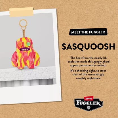 Colorful toy character on a white card with brown background, featuring text and Zuru logo.