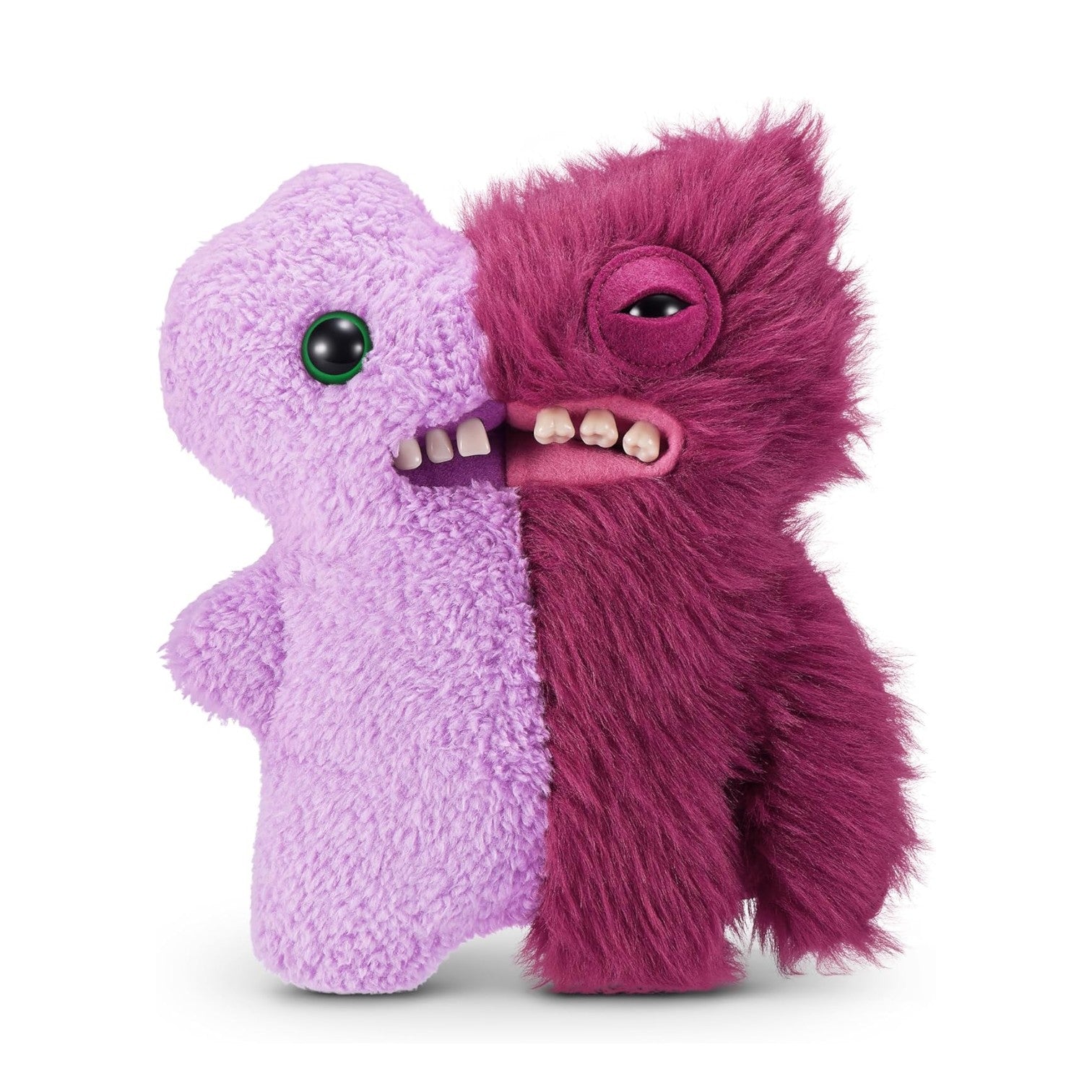 Fuggler Misfit Monsters Gaptooth Weirdo lilac and burgundy plush toy with human-like teeth