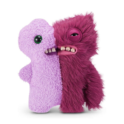 Fuggler Misfit Monsters Gaptooth Weirdo lilac and burgundy plush toy with human-like teeth