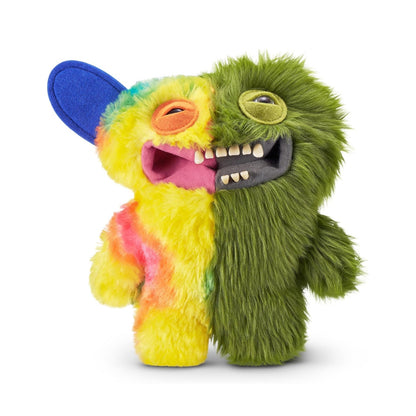 Fuggler Misfit Monsters Grinneroo McGoo multi-colored and green plush toy with human-like teeth