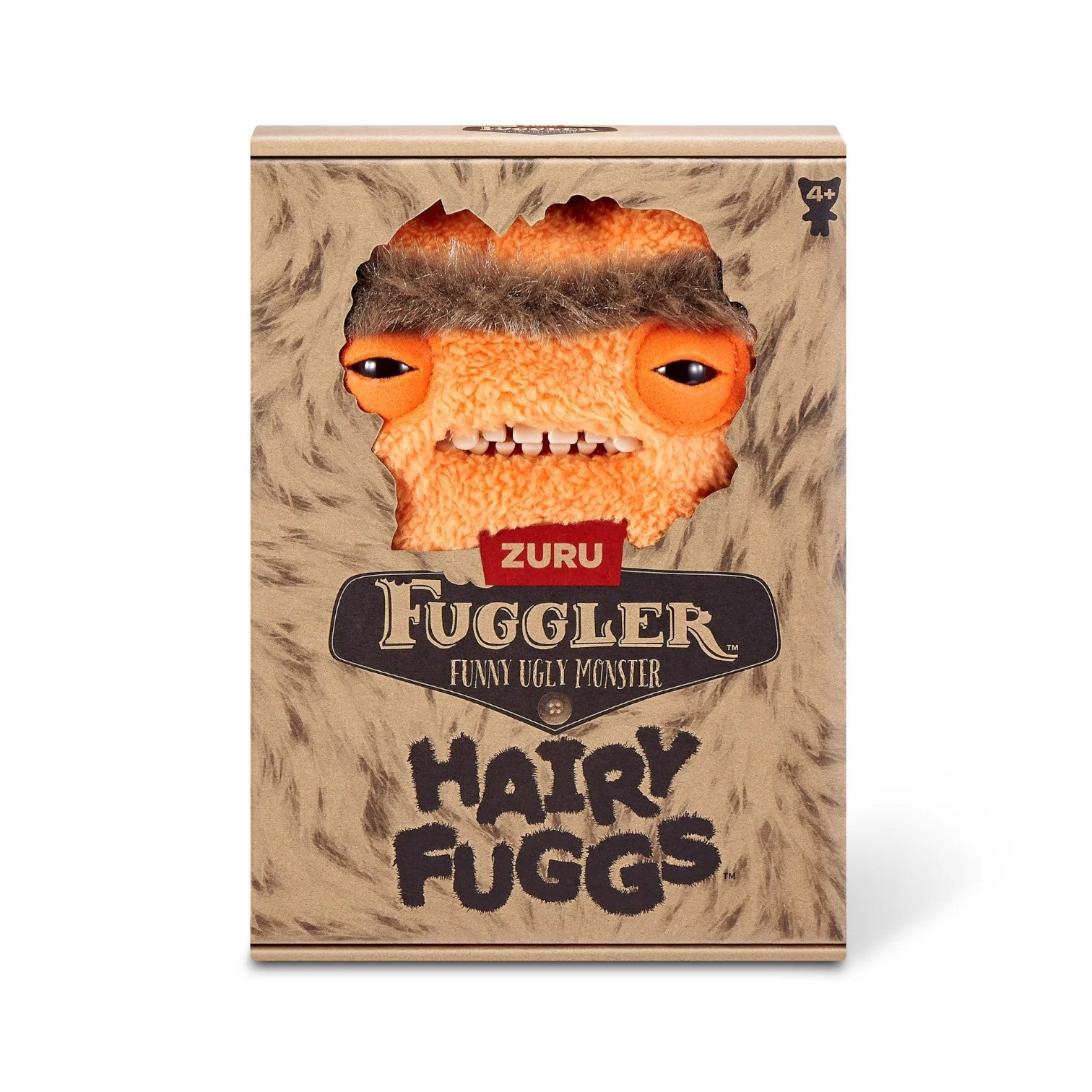 Hairy Fuggs Munch Munch Fuggler plush with monobrow and creepy teeth in packaging