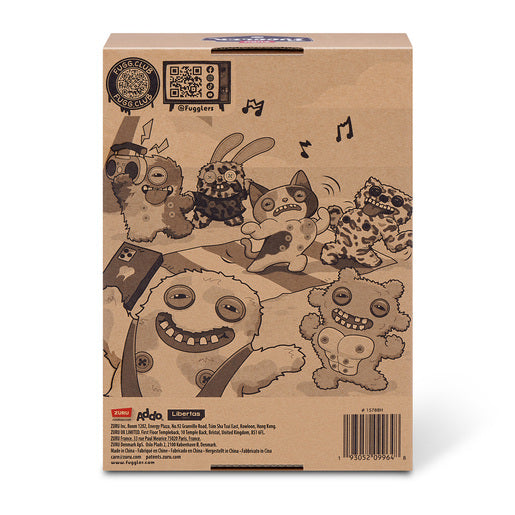 Cardboard box with cartoon characters on a white background