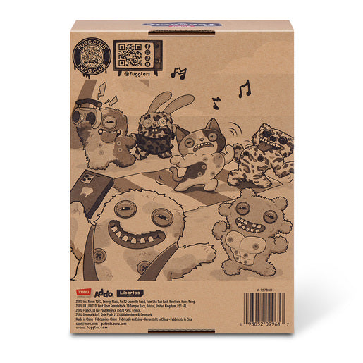 Cardboard box with illustrations of cartoon characters on a white background