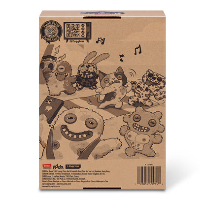 Cardboard box with illustrations of cartoon characters on a white background