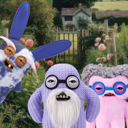 Three Fuggler Old Fogies in a garden setting.