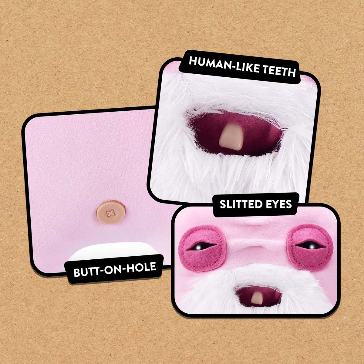 Close up of features for Fuggler Old Fogies Oogah Boogah plush