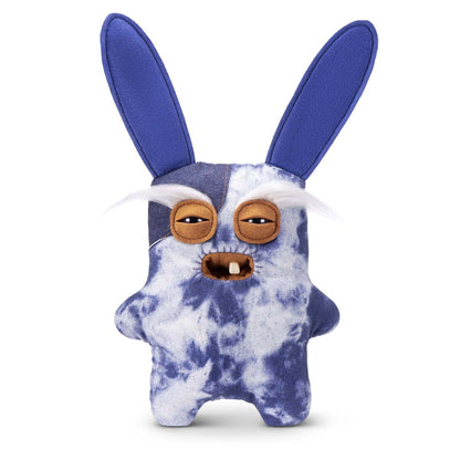 Fuggler Old Fogies Rabid Rabbit plush, a blue tie-dye rabbit monster with white eyebrows and human-like teeth.