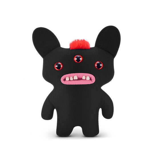 Hairy Fuggs Reeko Fuggler plush with black fur and red mohawk