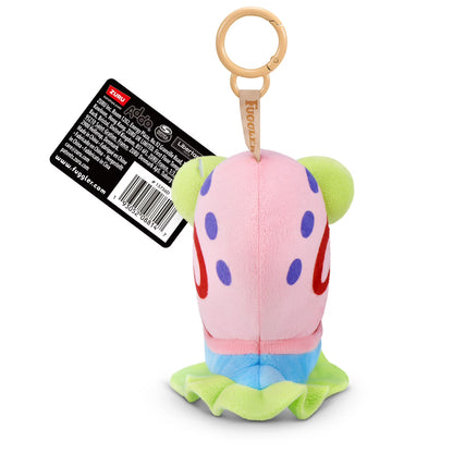 Fuggler SpongeBob SquarePants Gary 5-inch plush keyring featuring a funny ugly monster face with human-like teeth, a pink shell with a red swirl, a blue body, and a sturdy bag clip.