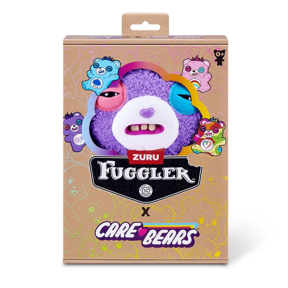 Fuggler toy packaging featuring Zuru and Care Bears logos on a white background