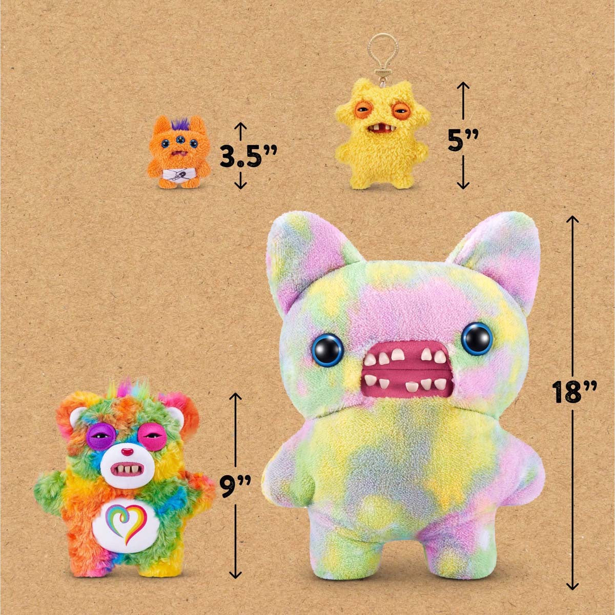 Size comparison chart for Fuggler x Care Bears Togetherness Bear plush