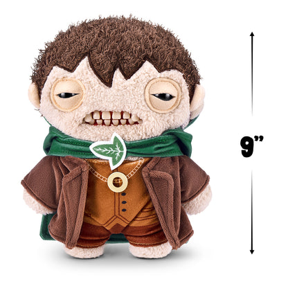 A product photo of the Frodo Fuggler plush with a scale indicator showing the toy's height is 9 inches (22cm).