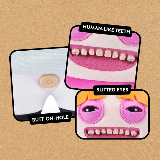 Close up of features for Fuggler x Powerpuff Girls Blossom plush