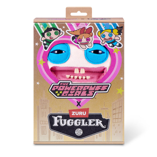 Fuggler toy packaging featuring Powerpuff Girls design on a beige background