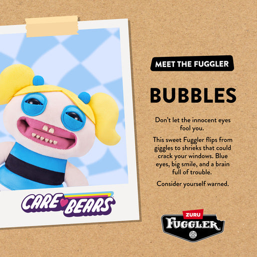Card with character description for Fuggler x Powerpuff Girls Bubbles plush