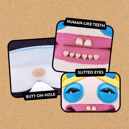 Close up of features for Fuggler x Powerpuff Girls Bubbles plush