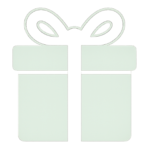 Clear plastic gift box with bow on a white background