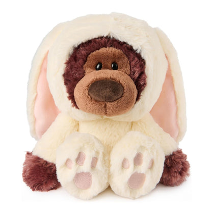 GUND Philbin 7-inch chocolate-brown teddy bear wearing a cream-colored bunny costume with floppy ears