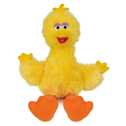 GUND Sesame Street Big Bird 14-inch plush, a shaggy yellow bird with orange and pink striped legs.