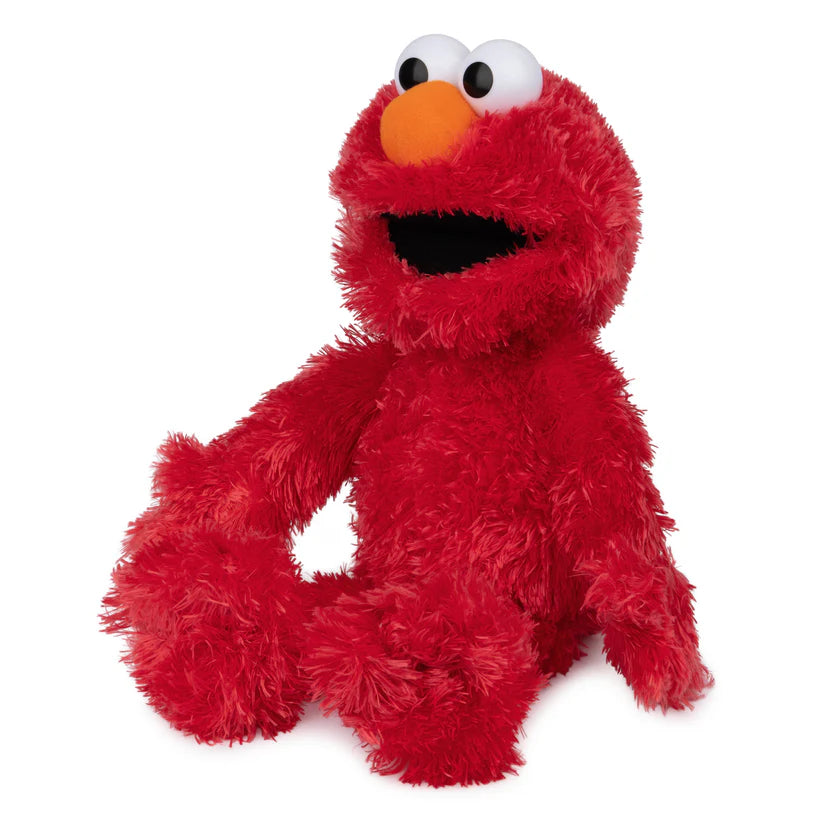 Angled view of GUND Sesame Street Elmo 13-inch plush