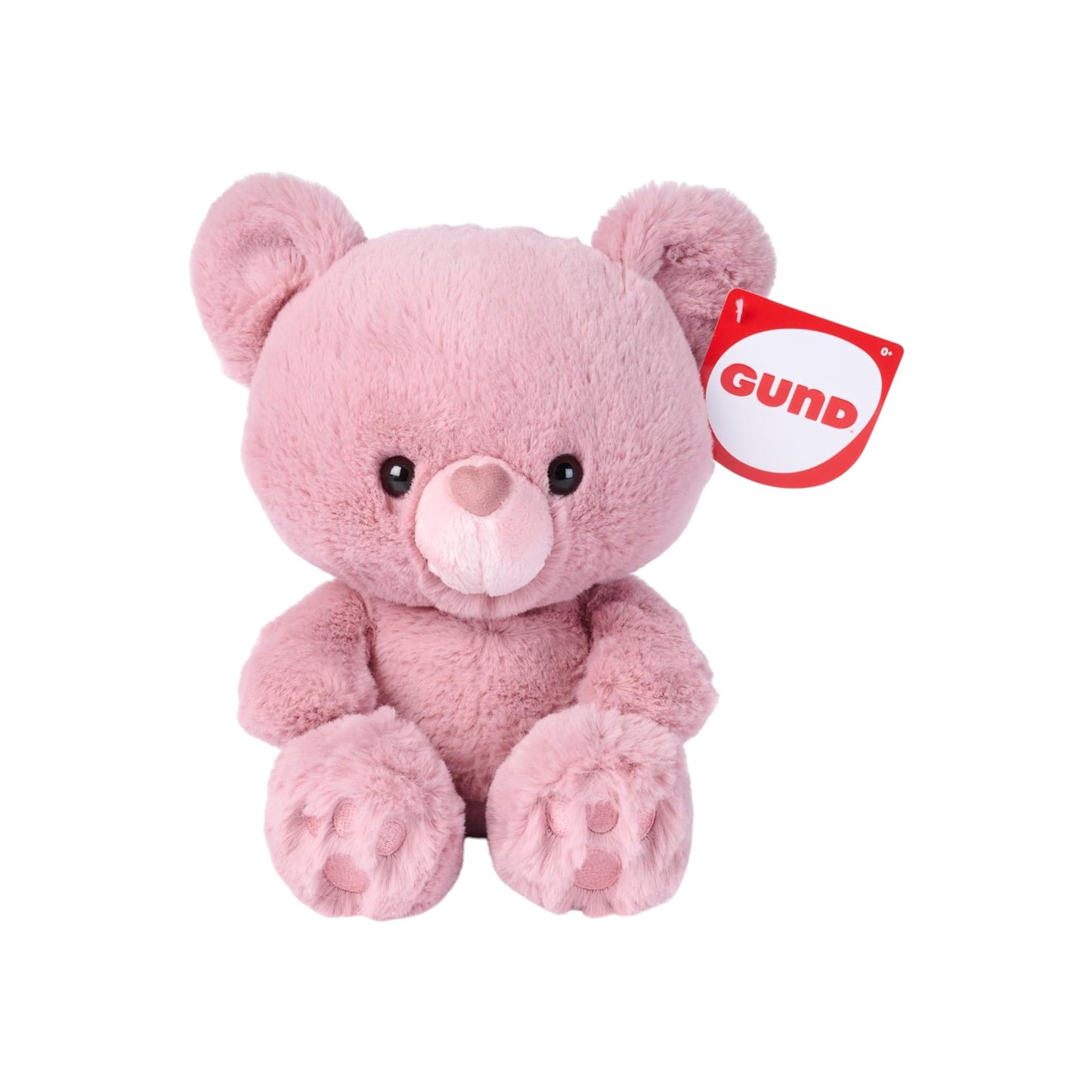 GUND Valentine's Day Moment Kai Rose 10-inch plush teddy bear, featuring pink fur and a heart-shaped nose.