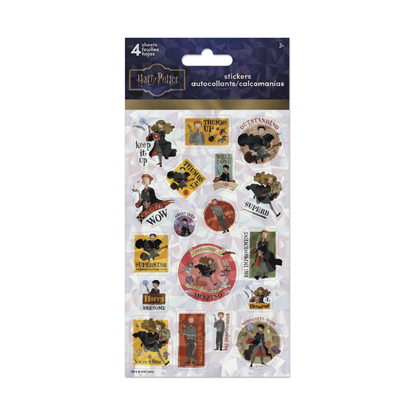 Pack of Harry Potter-themed stickers with various designs on a white background.